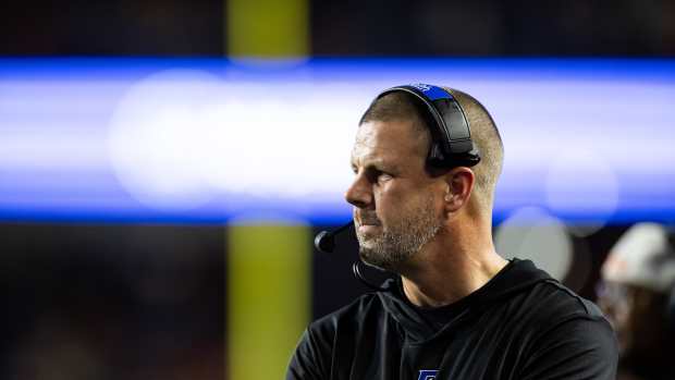 Sep 7, 2024; Gainesville, Florida, USA; Florida Gators head coach Billy Napier looks on against the Samford Bulldogs during the second half at Ben Hill Griffin Stadium. 