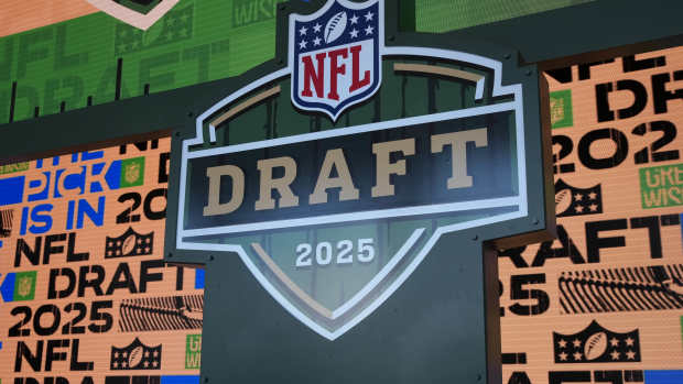 NFL Draft 2025 logo displayed prominently with a colorful backdrop featuring the event details.
